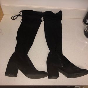 High Black Over the Knee Heeled Boots